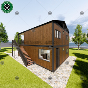Casa Prefabricada Modular de Dos Pisos, Completamente Revestida en Madera, con Techo a Dos Aguas, Escaleras Exteriores y Balcón, Multi-Habitación - Product Image 4