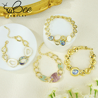 Exquisita Pulsera de Tenis Bohemia de Vidrio Esmaltado, Personalizada, Chapada en Oro de 14k, con Dijes de Cristal y Cadenas Hechas a Mano