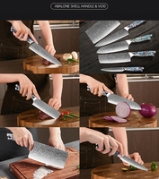 Couteau Damas Ergonomique avec Manche en Coquille d'Abalone, Trancheuse à Légumes Haut de Gamme, Couteau à Viande 67 Couches Damas