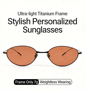 Gafas de Sol de Titanio con Logotipo Personalizado, Diseño Ojo de Gato, Montura Redonda Ligera con Aro de Alambre, para Hombre y Mujer, Ideales para Conducir y Viajar - Product Image 3