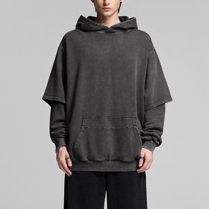 เสื้อฮู้ดโอเวอร์ไซส์สำหรับผู้ชายงานปักลายพัฟผ้าฝ้าย100% มีน้ำหนักหนักมากสำหรับ400gsm เสื้อมีฮู้ดสำหรับทุกเพศ - Product Image 1