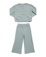Ensemble 2 pièces en tricot gaufré pour bébé fille, haut à manches longues et pantalon à jambes larges, vêtements décontractés pour enfants, printemps-automne