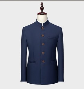 New Plus Size Fashion Mandarin Collar Chinese Asian <strong>Dinner</strong> <strong>Jacket</strong> and Pants Set Casual Slim Fit 2-piece Business Wedding Suits - Product Image 2