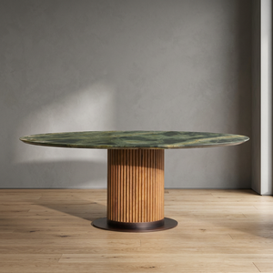 Gran mesa de comedor de mármol verde, muebles de madera de mármol blanco de lujo modernos para el hogar, apartamento, Villa, cocina o uso en Hotel - Product Image 2