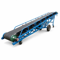 Convoyeur mobile à roues, machine à bande transporteuse, équipement de manutention de matériaux en vrac de type treillis portable avec pieds réglables