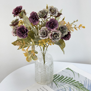 25 Tenedor 15 cabeza pequeña <span class=keywords><strong>Rosa</strong></span> seda de alta calidad Mini ramo de flores borde horneado tamaño pequeño-para graduación de boda - Product Image 4