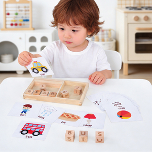 Educational Wooden <strong>Alphabet</strong> <strong>Block</strong> Set for Baby Spell Matching Letters Games with Sticker Logo Building Theme PC Paper Materials - Product Image 1