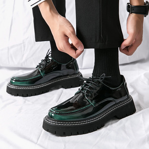 Zapatos de Hombre Talla Grande 47, Modelo 2026, con Suela Gruesa para Aumentar la Altura, Punta Redonda, de Cuero, Charol Brillante, para Negocios y Moda - Product Image 3