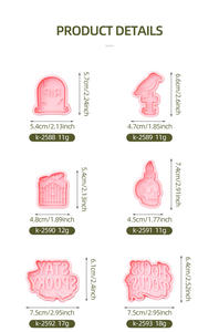 Serie de Halloween personalizado 3D molde de galleta de dibujos animados Tumba de plástico calabaza <span class=keywords><strong>Cuervo</strong></span> calavera diseño impreso para galletas DIY - Product Image 5