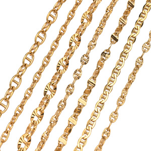 Chaîne à maillons en forme de nez de cochon |   Chaîne en acier inoxydable plaqué or 18K en forme de D pour la fabrication de colliers, bracelets et vêtements DIY - Product Image 5