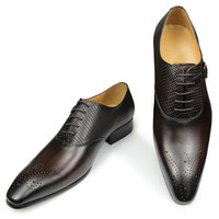 Sepatu Pria Model Brogue Kulit Asli Jahitan Tangan, Desain Renda Elegan, Cocok untuk Pernikahan, Acara Formal, dan Kasual, Ujung Runcing, Musim Gugur