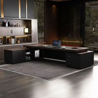 Conjunto de Silla Ejecutiva en Forma de L de Lujo, Muebles de Oficina de Diseño Moderno en Madera con Protección Ambiental para Edificios de Oficinas