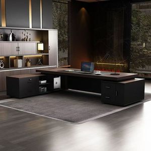 Conjunto de Silla Ejecutiva en Forma de L de Lujo, Muebles de Oficina de Diseño Moderno en Madera con Protección Ambiental para Edificios de Oficinas - Product Image 4