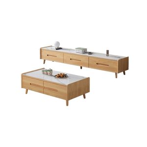 Table basse en bois de style nordique, <span class=keywords><strong>meuble</strong></span> <span class=keywords><strong>TV</strong></span> combiné, armoire murale, couleur noyer, <span class=keywords><strong>meuble</strong></span> <span class=keywords><strong>TV</strong></span> pour salon, style moderne minimaliste - Product Image 3