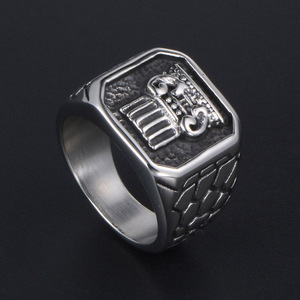 Men's <b>Titanium</b> Steel <b>Ring</b> Shield Shape SA989 Everyday Wear Jewelry - Product Image 2