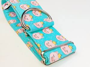 Collier en tissu pour chien, modèle Crown, pour Greyhound et Whippet, avec Martingale/Celebrity Buckle, couleur Cyan - Product Image 4