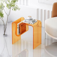 Haute qualité claire courbée café thé Lucite salon côté nordique meubles de maison Console de chevet Table acrylique