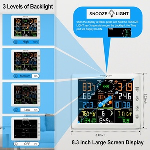 홈 7-in-1 <span class=keywords><strong>WiFi</strong></span> 기상 관측소 8.3인치 컬러 디스플레이 무선 실외 센서 온도, 비, 풍속/방향, 자외선 측정 - Product Image 4