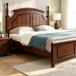New Arrival Vertical Slat Solid Wood <b>Bed</b> <b>Frame</b> with Turned Spindle Posts for Classic Bedroom - Product Image 3