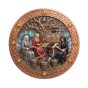 Pièce commémorative de luxe en cuivre .999 de 1 once, motif mythologie nordique <span class=keywords><strong>Trois</strong></span> Norns du destin en relief 3D avec arbre, idéale pour un cadeau - Product Image 4