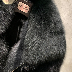 <span class=keywords><strong>Cappotto</strong></span> di Lusso <span class=keywords><strong>Oversize</strong></span> in Vera Pelliccia di Volpe con Chiusura a Zip, Giacca in Autentica Pelliccia di Volpe Nera per Uomo - Product Image 5