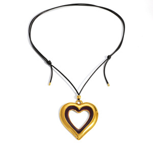 Collar con Colgante en Forma de Corazón, Chapado en Oro de 18k, Cadena para Suéter, Joyería de Moda para Mujer - Product Image 5