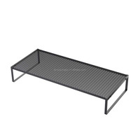 Support d'écran en maille métallique pour bureau, étagère de rangement de bureau moderne en maille noire