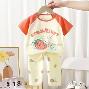 Ensemble à manches courtes pour enfants nouveau coton respirant printemps thermique imprimé léopard garçons filles bébé pyjamas - Product Image 6