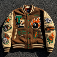 Streetwear d'hiver personnalisable brodé Vintage Baseball Letterman Design Button Knitted Blank Casual Men's Jacket