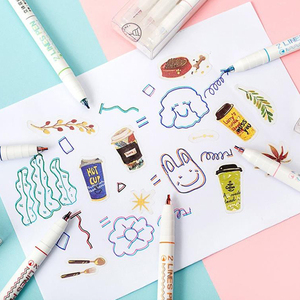 Hai màu lạnh và ấm áp 12 màu đánh dấu Sổ Tay Viết graffiti đánh dấu sinh viên Bút màu nước đặc biệt - Product Image 3