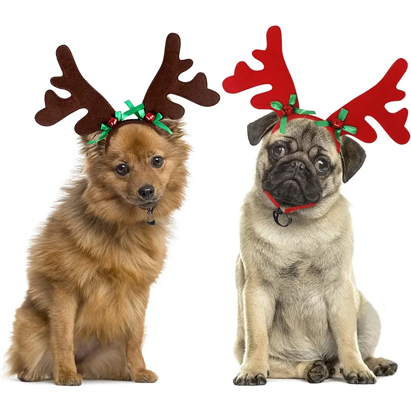 Dog Christmas Reindeer Antlers Headbands Set Pet Christmas Costume Accessories Headwear for Dogs