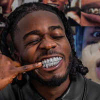 Mode Fine Jewelry Hip Hop Grills Diamond Grillz Pour Dents Personnalisé Glacé D Couleur VVS Moissanite Grillz avec Grande Pierre Centrale