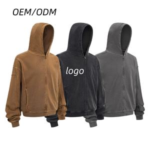 Felpe con Zip Personalizzate all'Ingrosso, Effetto Invecchiato, Tasche a Marsupio, Finitura Lavata, Supporto per Stampa 3D in Rilievo, Stampa Digitale DTG DTF - Product Image 1