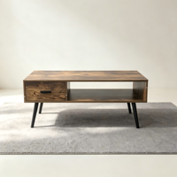 Table basse en MDF durable de style mid-century modern avec tiroirs et rangement, meuble TV minimaliste pour petit salon