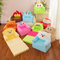 Canapé pliable pour enfants en peluche douce, mini-animaux mignons Kawaii, avec visage de dessin animé brodé, cadeau surprise, chaise en peluche en gros