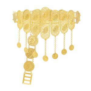 Nouvelle arrivée, chaîne de taille européenne, sexy, creuse, avec pendentif en forme de pièce de monnaie, en alliage de zinc doré, chaîne de corps ethnique personnalisée, <span class=keywords><strong>ceinture</strong></span> - Product Image 2