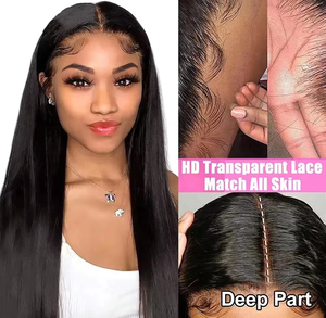 Perruque en dentelle frontale 13x4 en cheveux humains 100% naturels, couleur naturelle, cheveux humains, 30 pouces, lisse, dentelle suisse, pour femmes noires, prix direct d'usine - Product Image 4