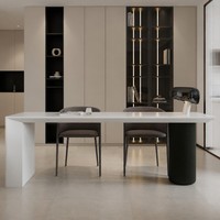 Armoire de cuisine crème |   Bois blanc mat sans poignée |   Revêtement mural en marbre |   Hotte aspirante HILUX |   Plan de travail en quartz |   Centre Commercial 3D Gratuit