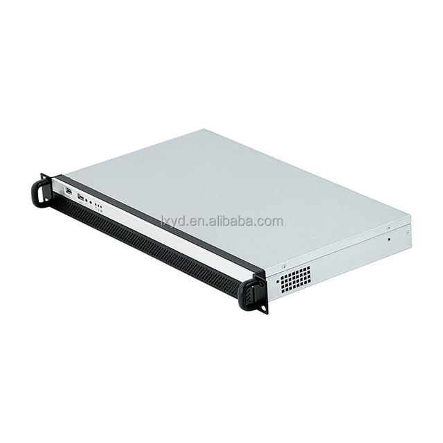 1U Short Depth Rackmount Chassis Mini ITX Desktop Case Flex Power Supply 3 Drive Bays PCIe Expansion USB Network Plastic