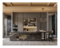 Conception de luxe Placage Laque Île Base Évier Contreplaqué Armoire De Cuisine De Stockage pour Restaurant