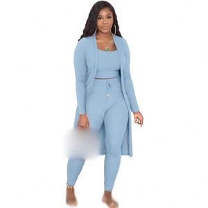 Vêtements d'automne pour femmes Ensembles décontractés Vêtements chics Vendeur 6 couleurs Combinaisons Pantalons et manteau long - Product Image 5