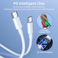 Câble de charge rapide USB C vers C 60W universel en TPE pour téléphone portable, 1M 2M, câble de chargeur de voyage, type C