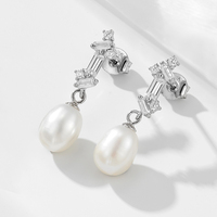 KE5382 Pendientes de Perlas de Agua Dulce para Mujer, Chapados en Oro de 14k, Plata de Ley 925 con Circonita de Alta Calidad, Estilo Vintage, Venta al por Mayor