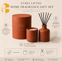 FUBEI LIVING Bougie parfumée et diffuseur à bâtonnets en céramique dans des pots en terre cuite Coffret cadeau Parfum d'ambiance Pots de bougies en céramique