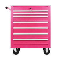 Coffre à outils rose professionnel pour garage, armoire à outils à tiroirs de haute qualité, vente en gros, armoire à outils métallique roulante à 7 tiroirs