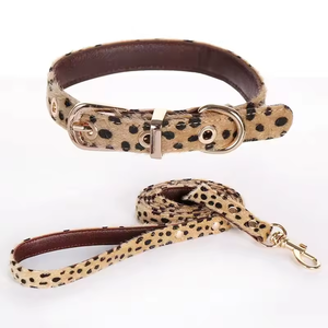 Manufacturer Wholesale New Designer <strong>Dog</strong> <strong>Collar</strong> Leopard Print Fabric High Quality Classic Luxury <strong>Leather</strong> Pet <strong>Collar</strong> - Product Image 1