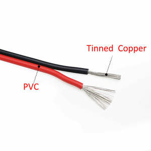 より線2468PVC2ピン赤黒フラットリボンワイヤーケーブル1618 20 24 26 28AWG - Product Image 2