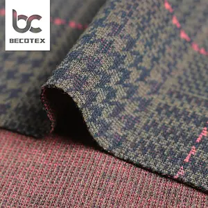 Shaoxing Textil gestrickt Jacquard Polyester Spandex Mischung Damen hosen Karos Mantel Tessuti Stoff und Textilien für Kleidung