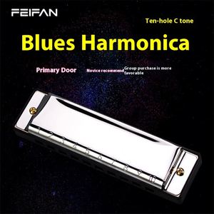 Venta al por mayor de fábrica, armónica de Blues de 10 agujeros, instrumento Musical diatónico de tono C, juguete para principiantes, logotipo para estudiantes y niños - Product Image 5