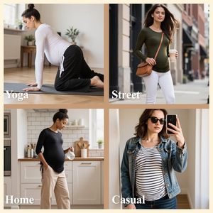T-<span class=keywords><strong>shirt</strong></span> de <span class=keywords><strong>maternité</strong></span> léger et respirant à manches longues avec trous pour les pouces, col rond, grande taille, pour yoga et décontracté - Product Image 3
